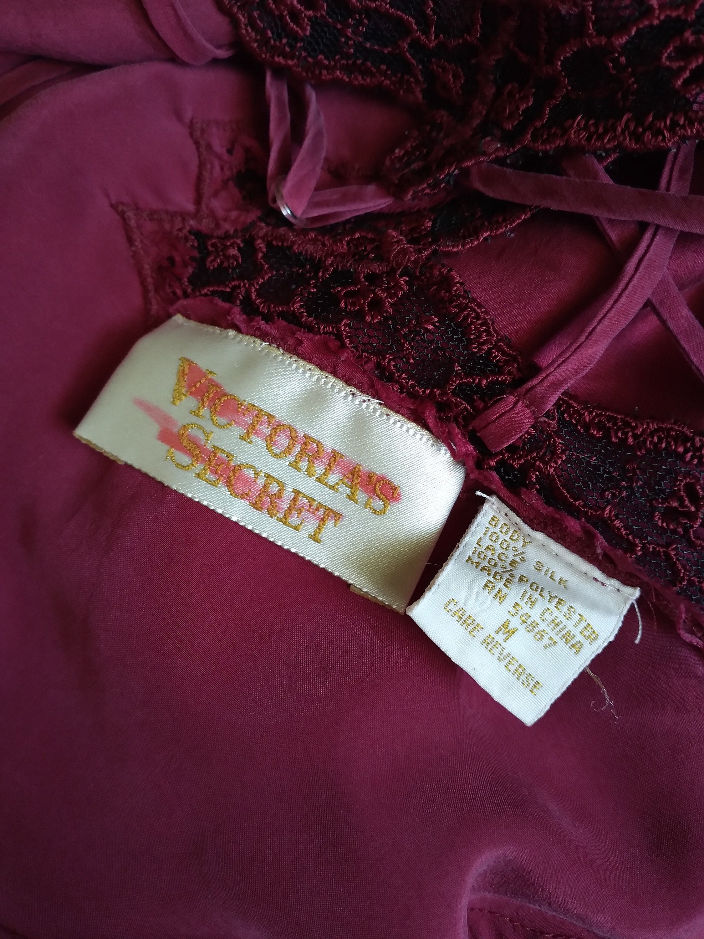 1980s Vintage Victoria's Secret Burgundy Silk Slip Dress