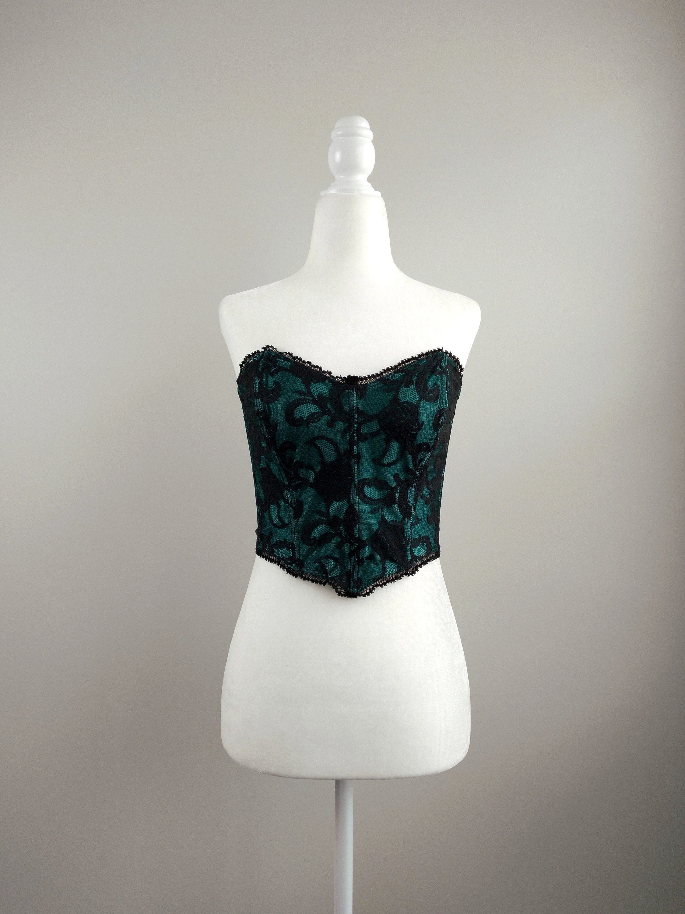 1960s Vintage Lily of France Green Lace Bustier