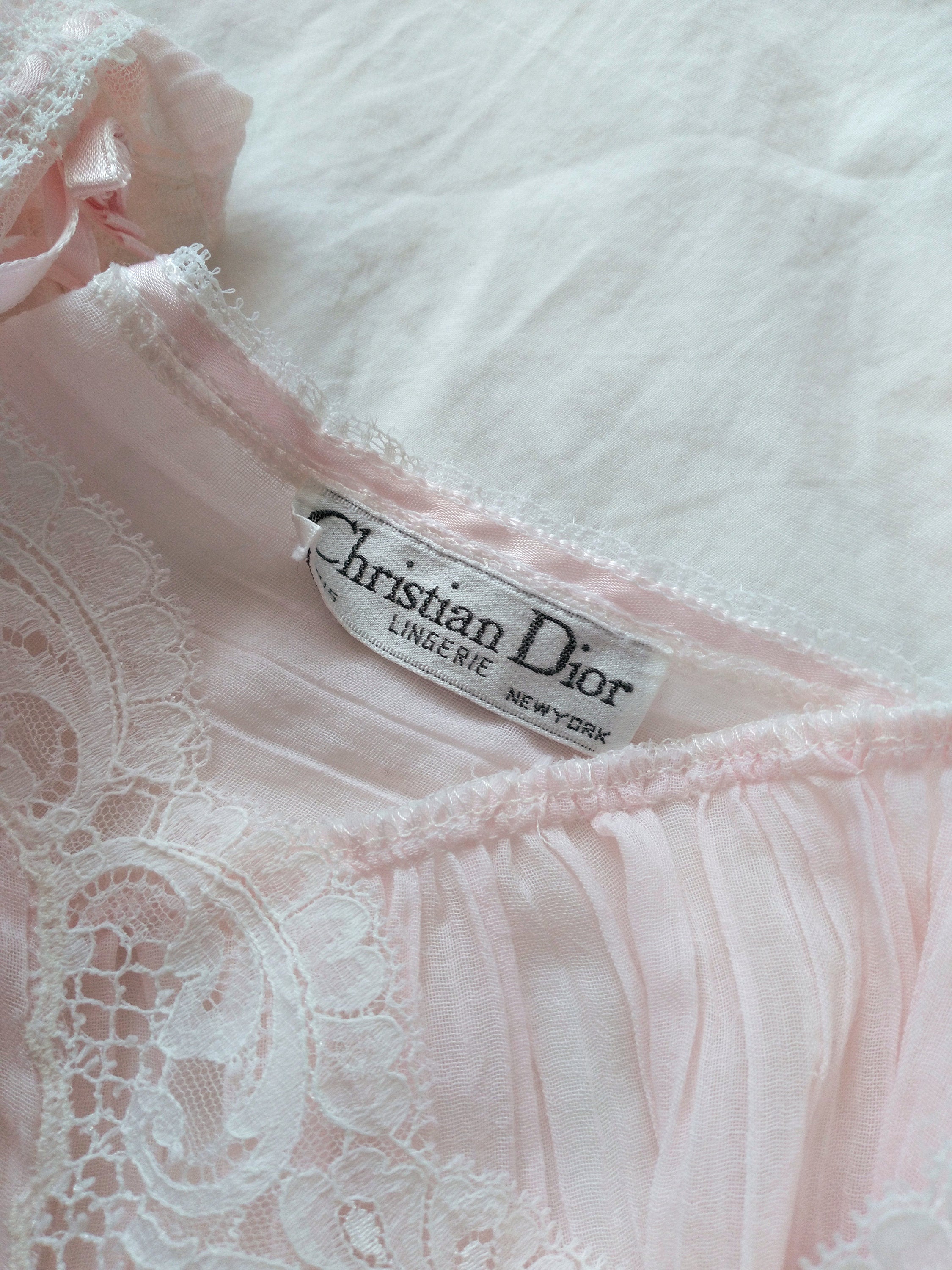 1970s Vintage Christian Dior Pastel Pink Nightgown