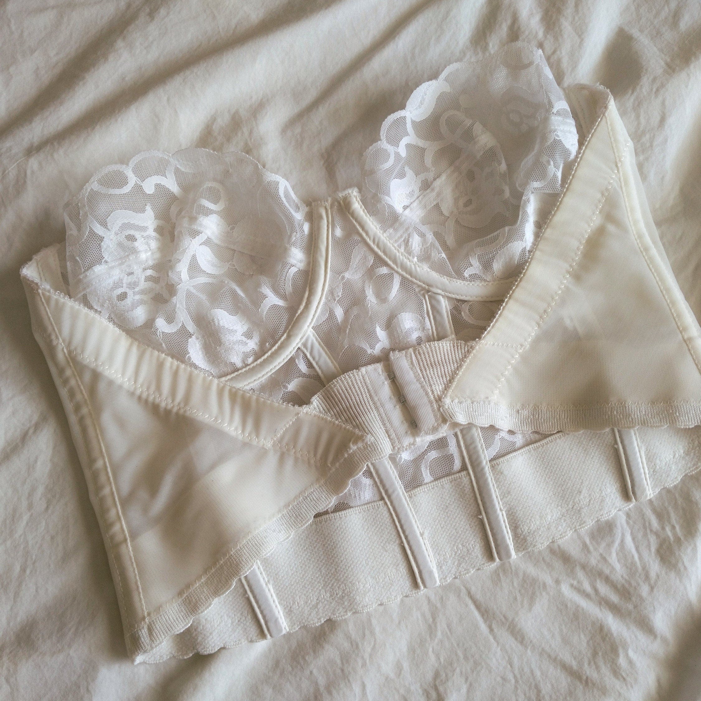 1970s Vintage Victoria's Secret White Lace Bustier