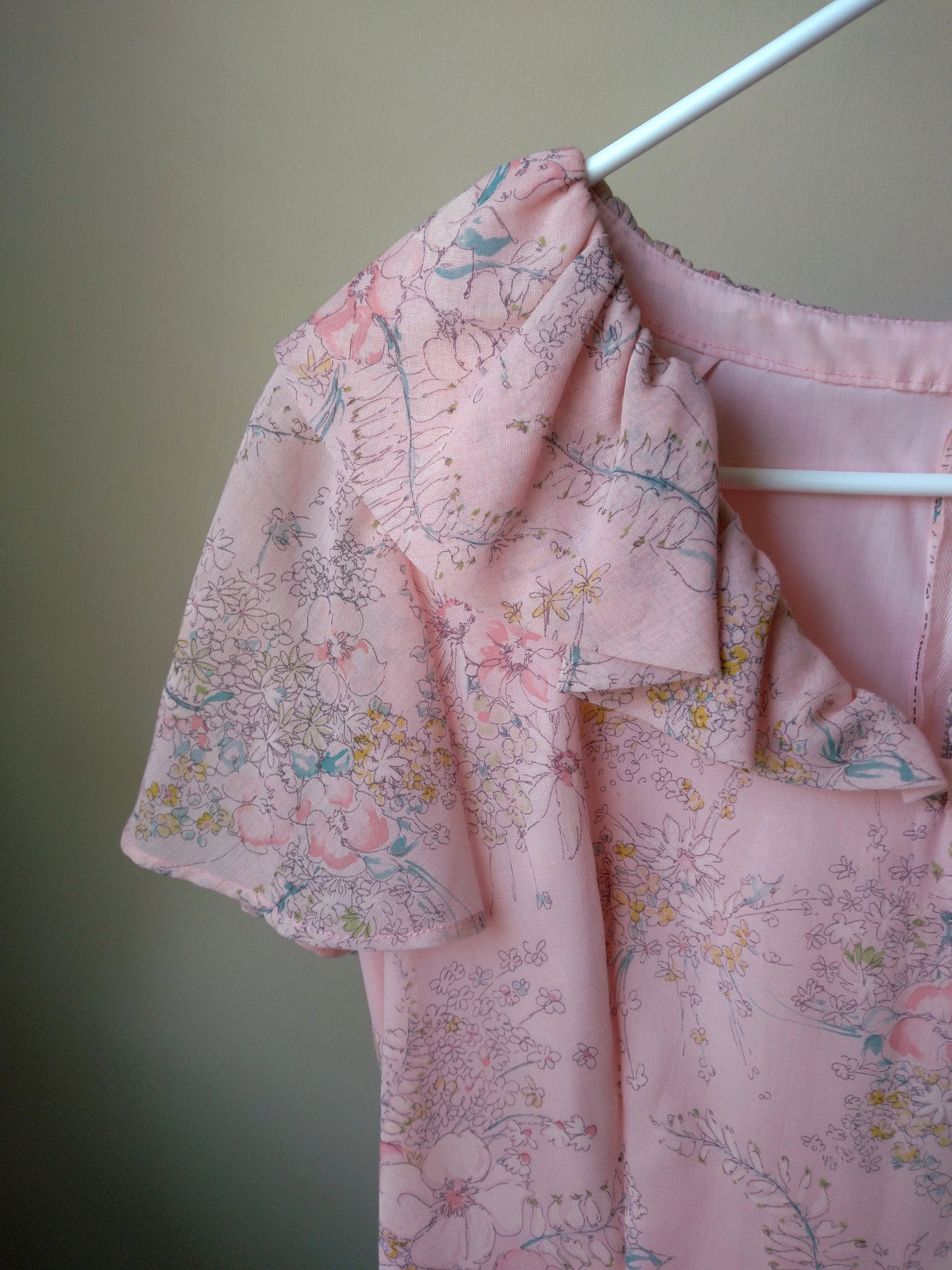 1970s Vintage Handmade Pretty in Pink Prairie Dress