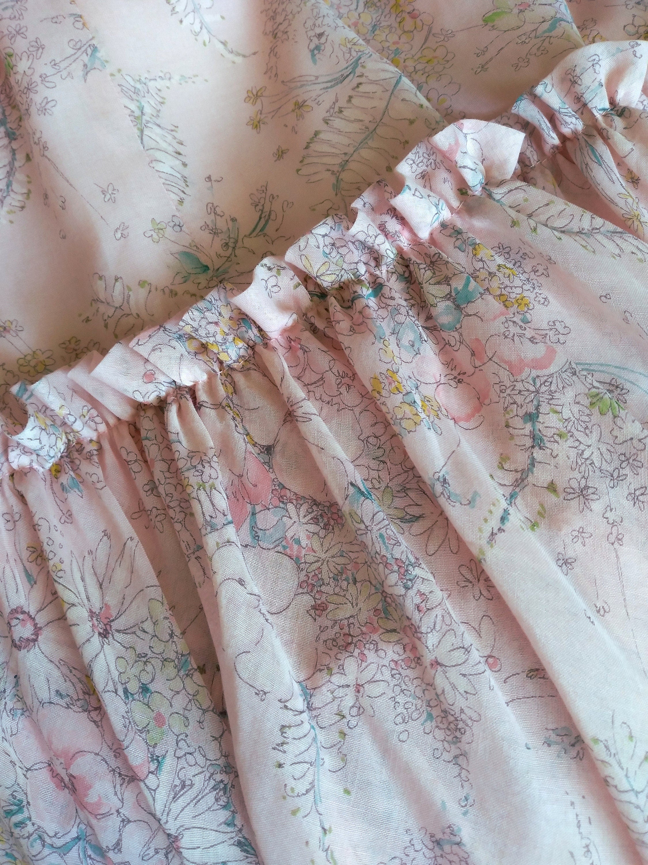 1970s Vintage Handmade Pretty in Pink Prairie Dress