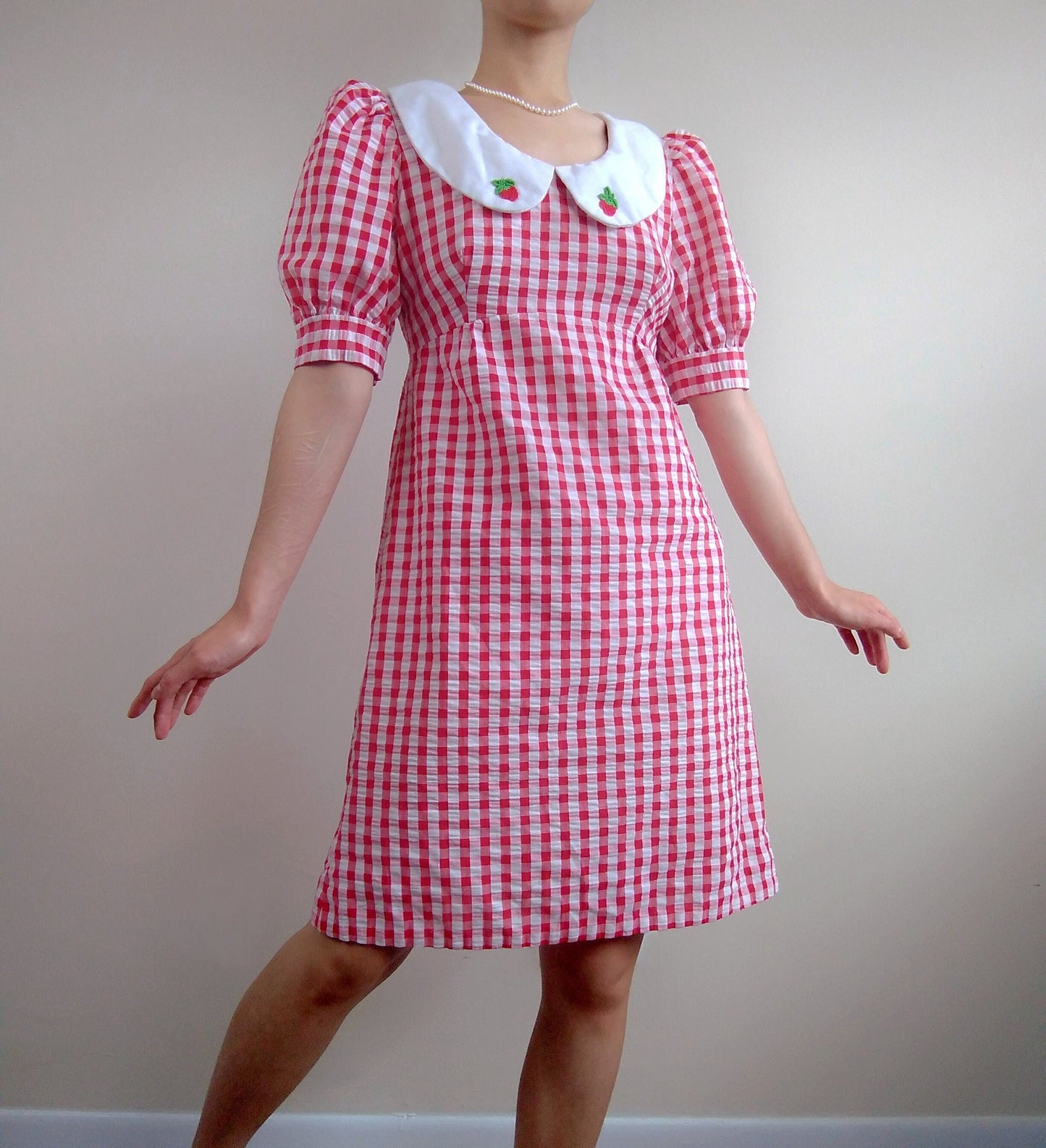 1960s/1970s Vintage Handmade Strawberry Gingham Dress