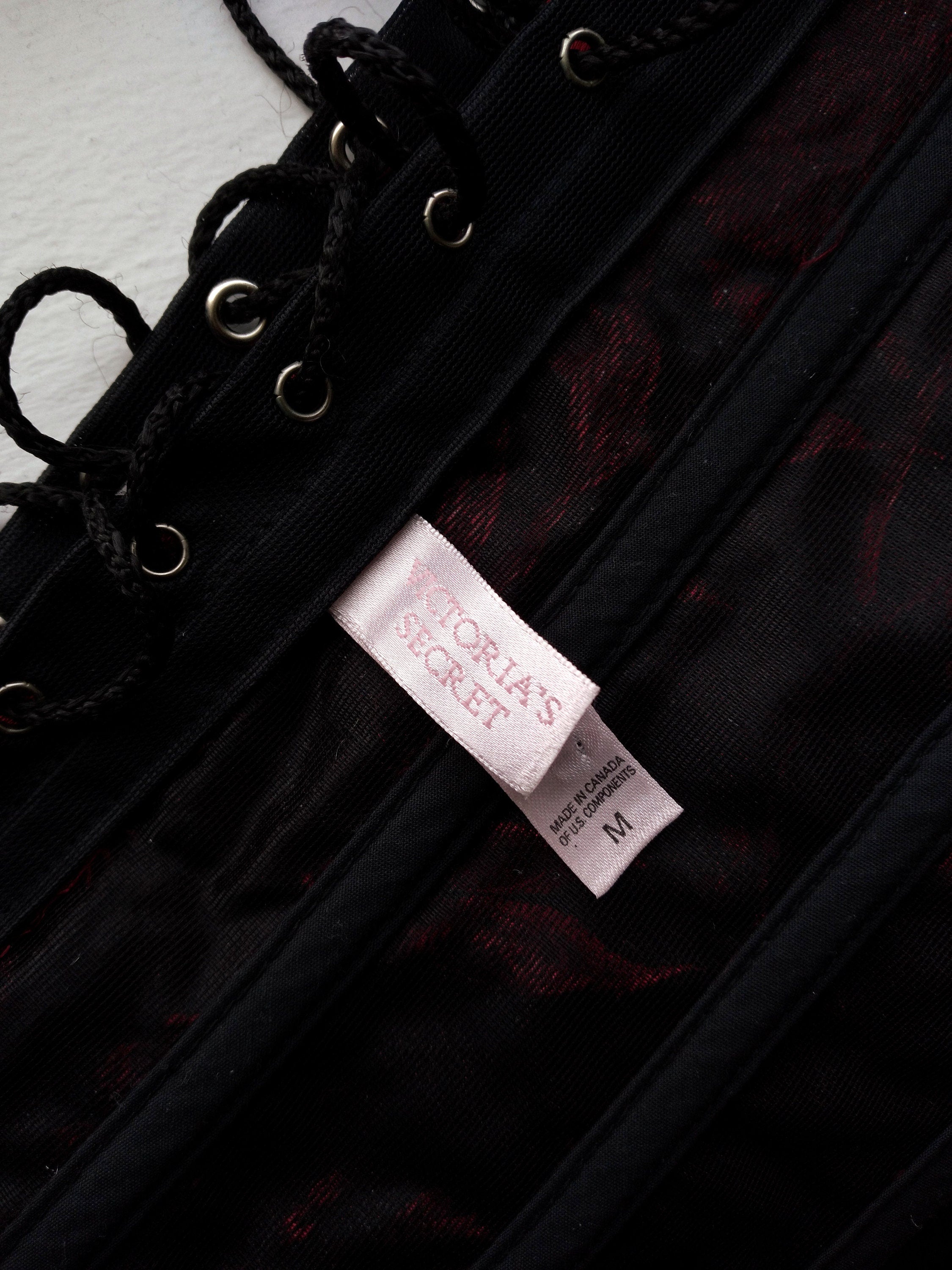 Y2k Vintage Victoria's Secret Blood Red & Black Floral Corset