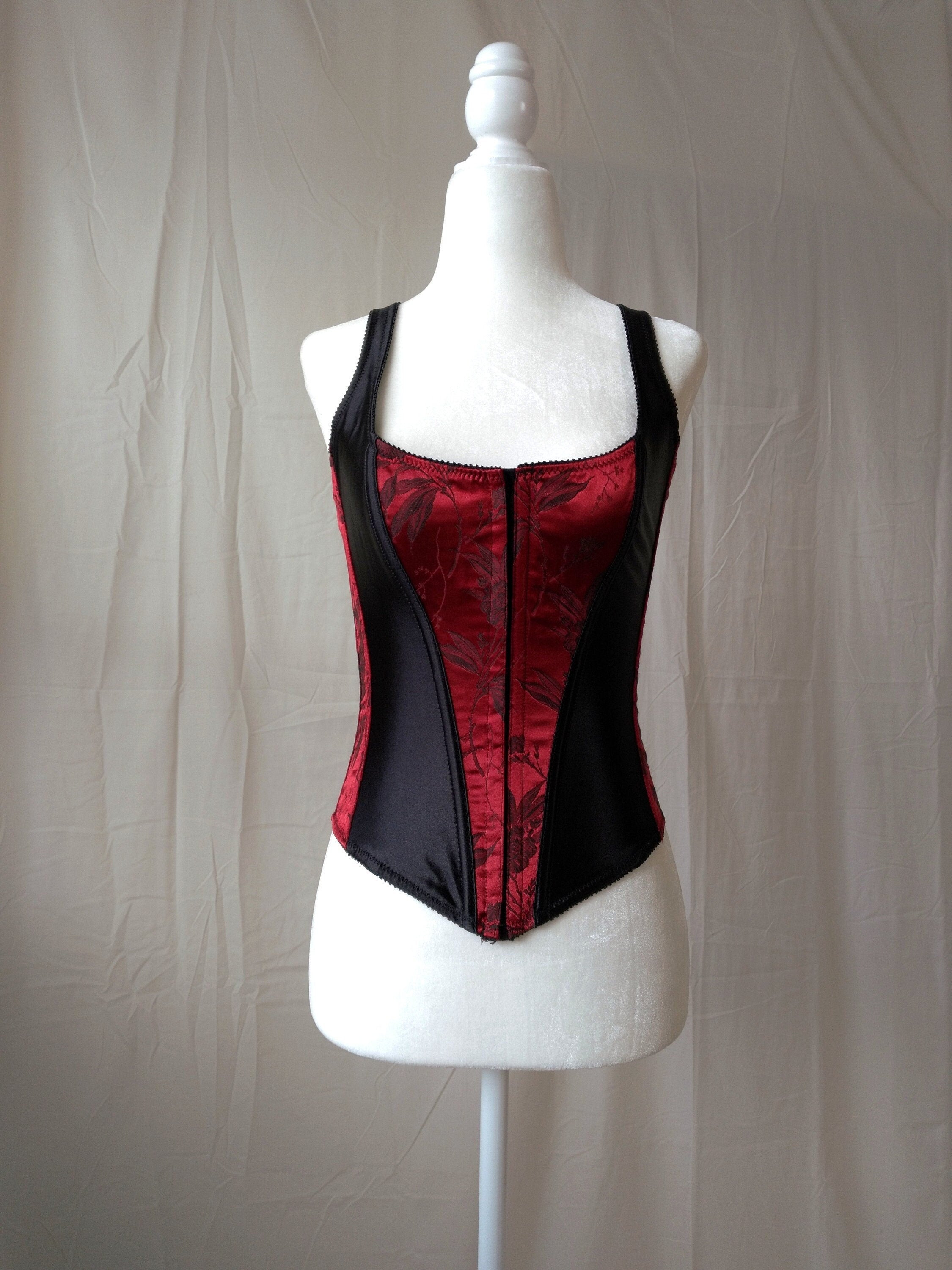 Y2k Vintage Victoria's Secret Blood Red & Black Floral Corset