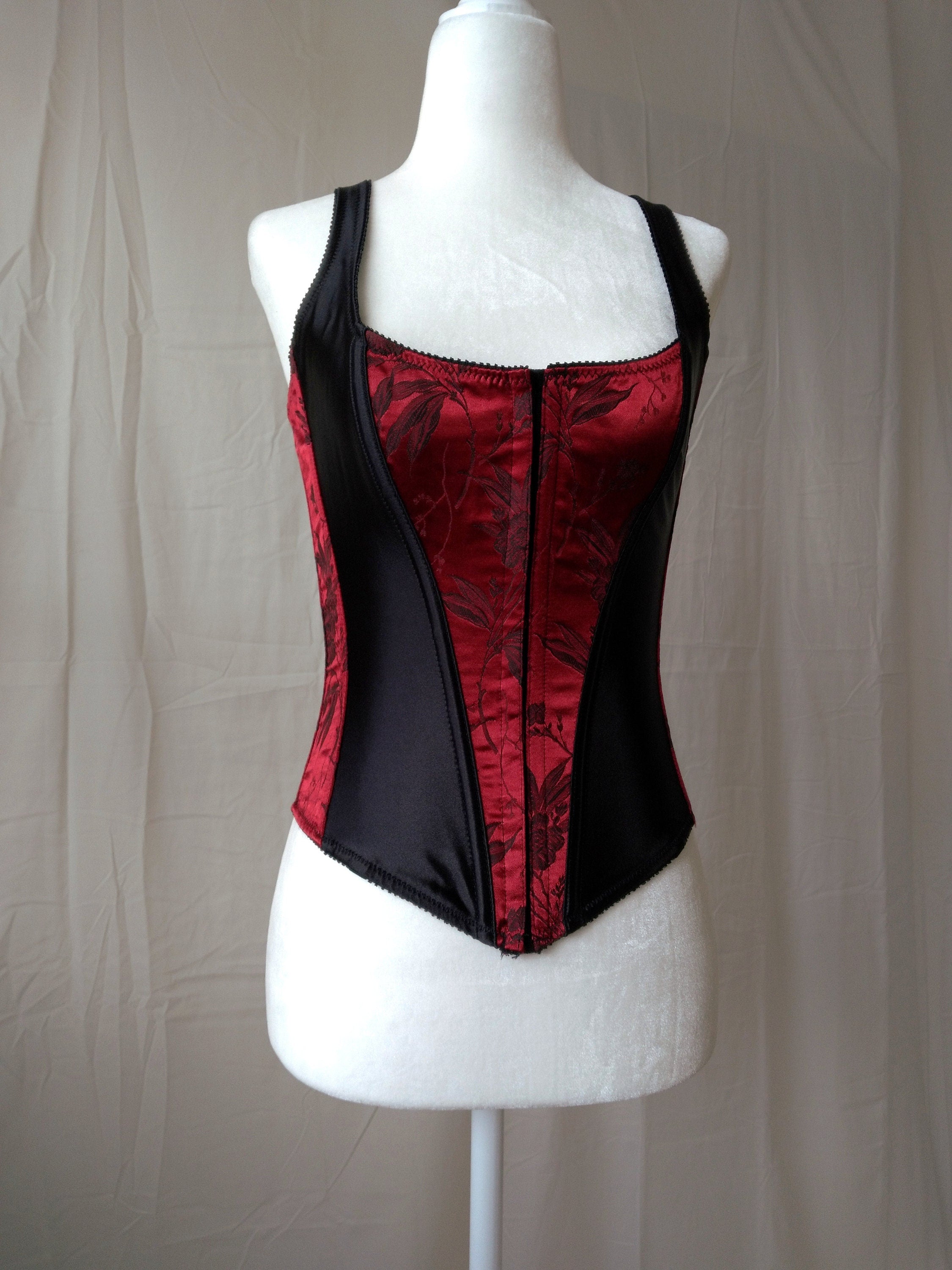 Y2k Vintage Victoria's Secret Blood Red & Black Floral Corset