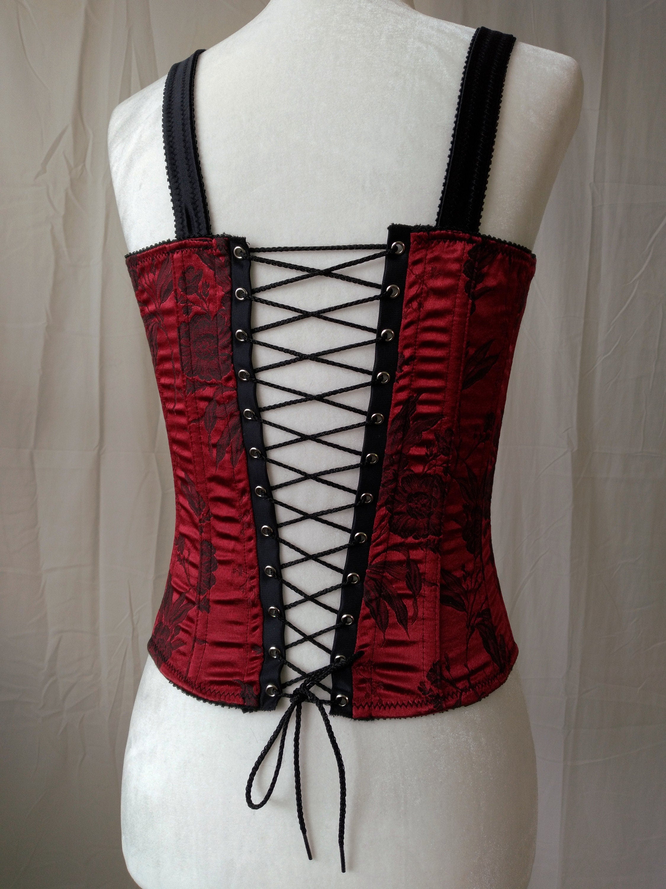 Y2k Vintage Victoria's Secret Blood Red & Black Floral Corset