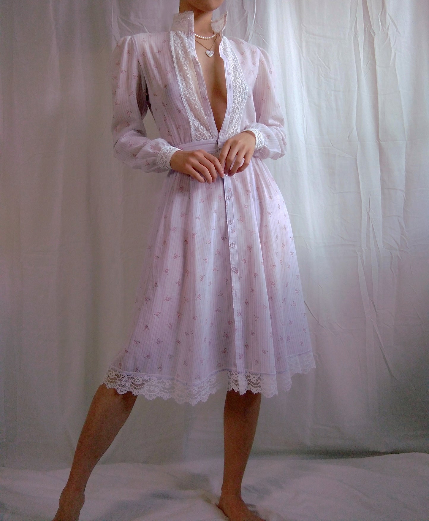 1970s Vintage Gunne Sax Lavender Prairie Dress