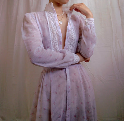 1970s Vintage Gunne Sax Lavender Prairie Dress