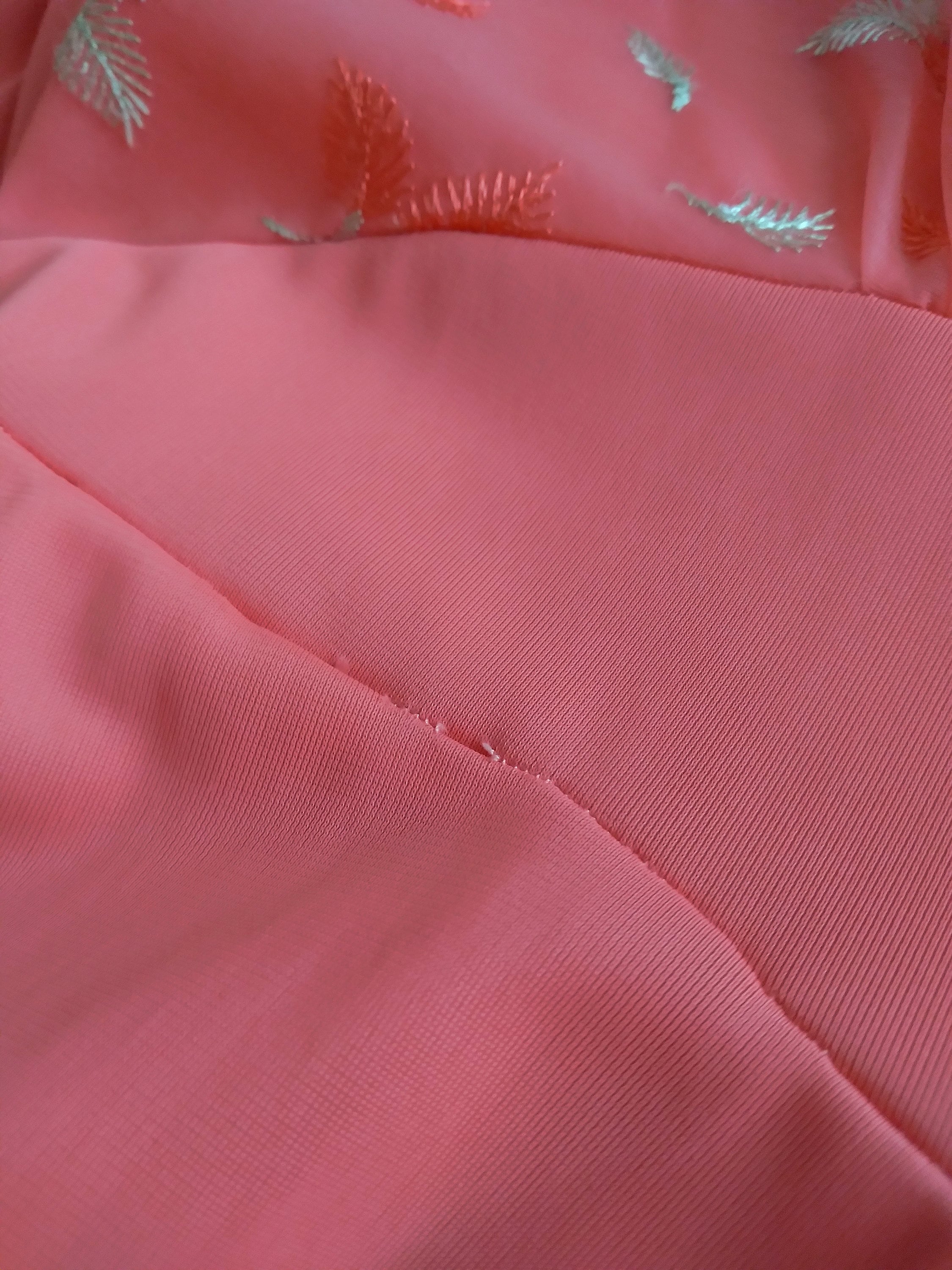 1950s Vintage Vanity Fair Embroidered Coral Pink Gown