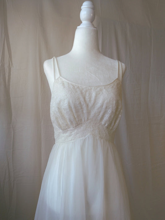 1950s Vintage Vanity Fair White Sheer Princess Bridal Nightgown