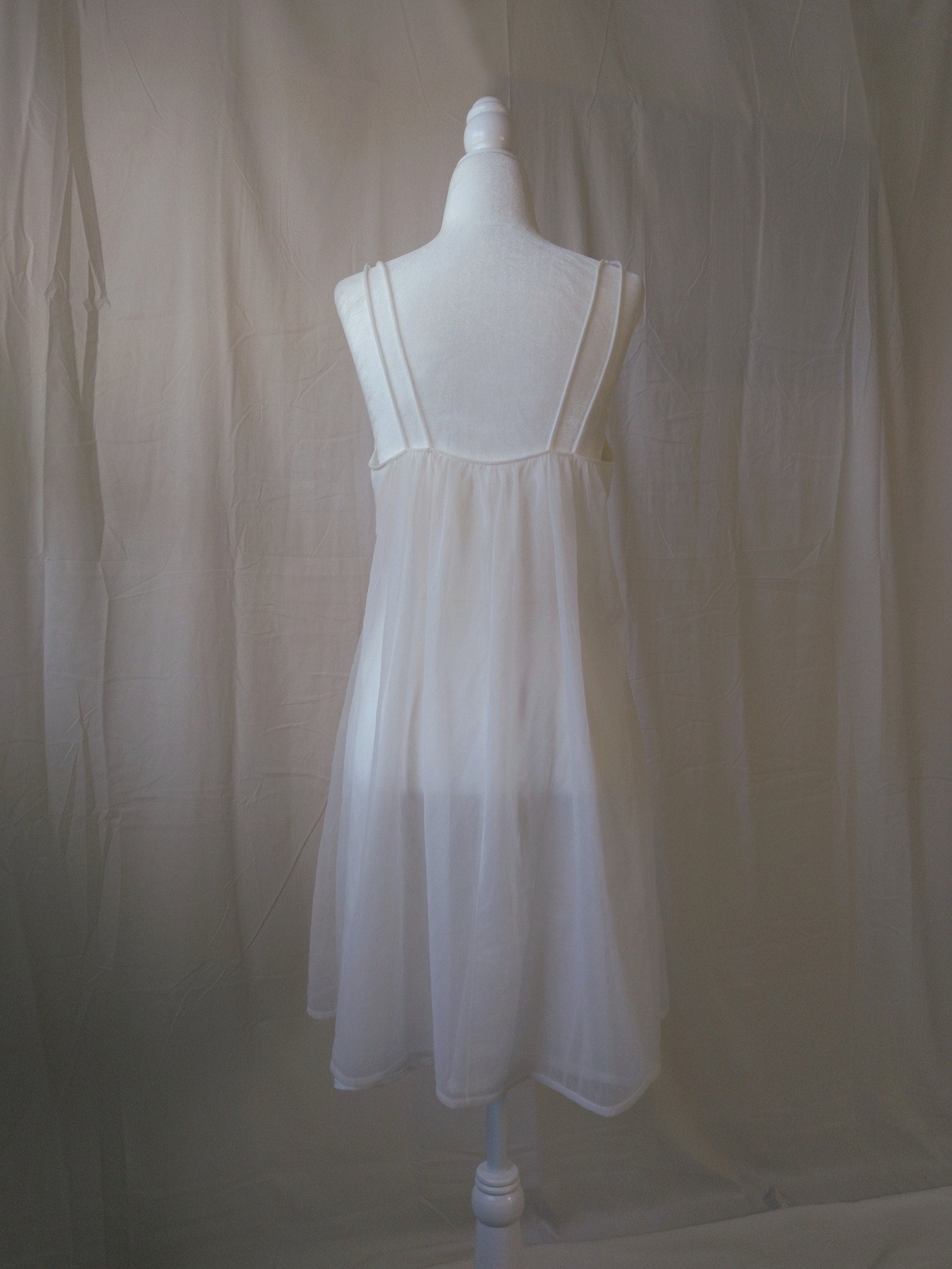 1950s Vintage Vanity Fair White Sheer Princess Bridal Nightgown