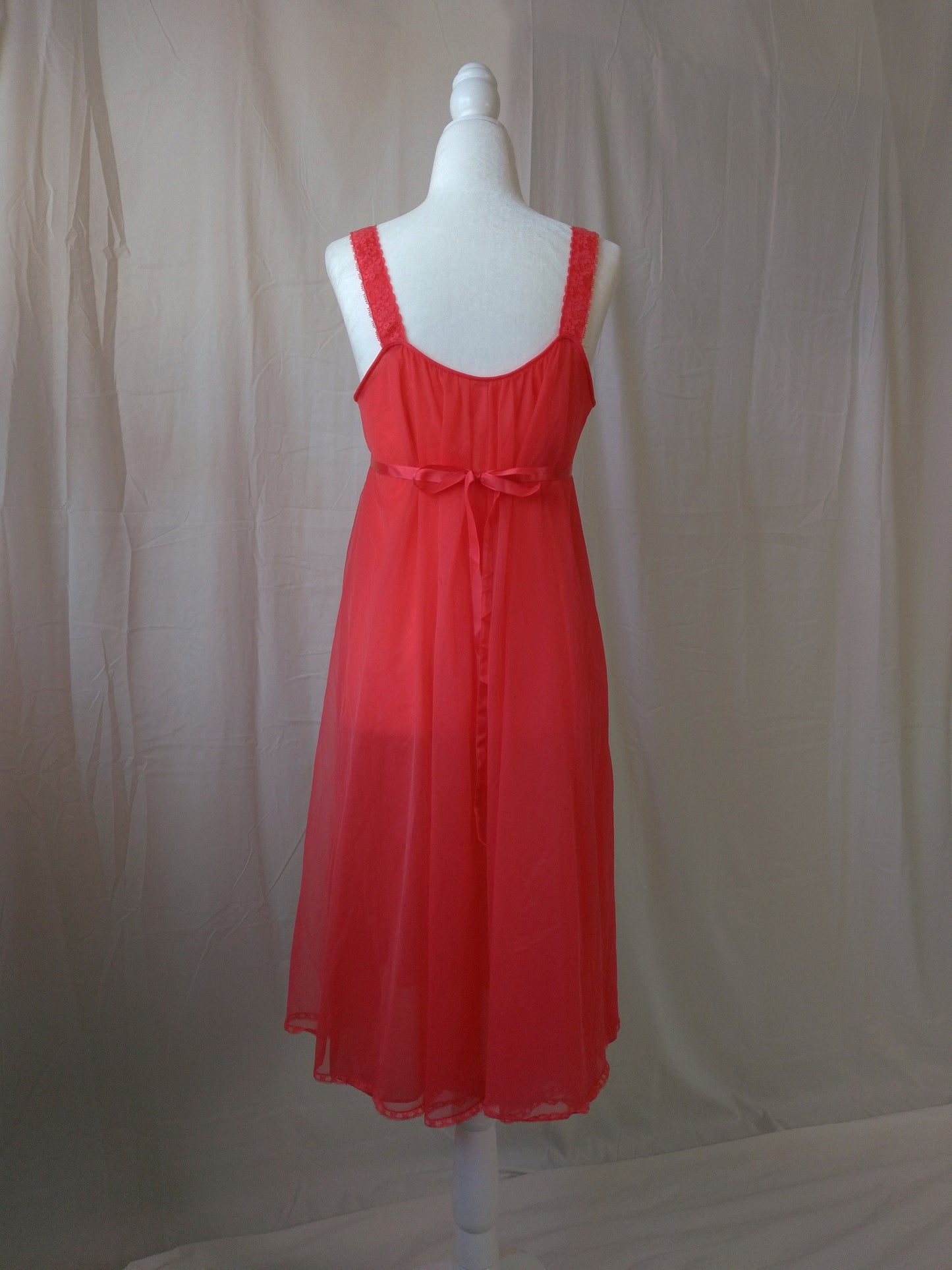 1950s Vintage Vanity Fair Cherry Red Princess Nightgown