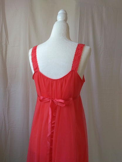 1950s Vintage Vanity Fair Cherry Red Princess Nightgown