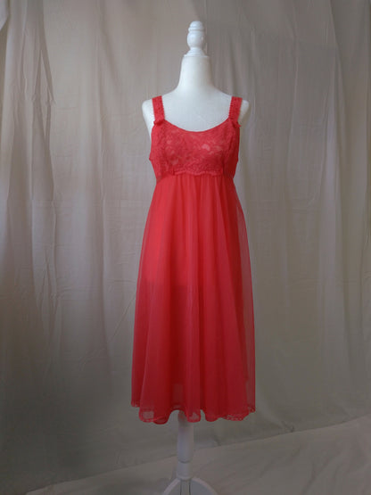 1950s Vintage Vanity Fair Cherry Red Princess Nightgown