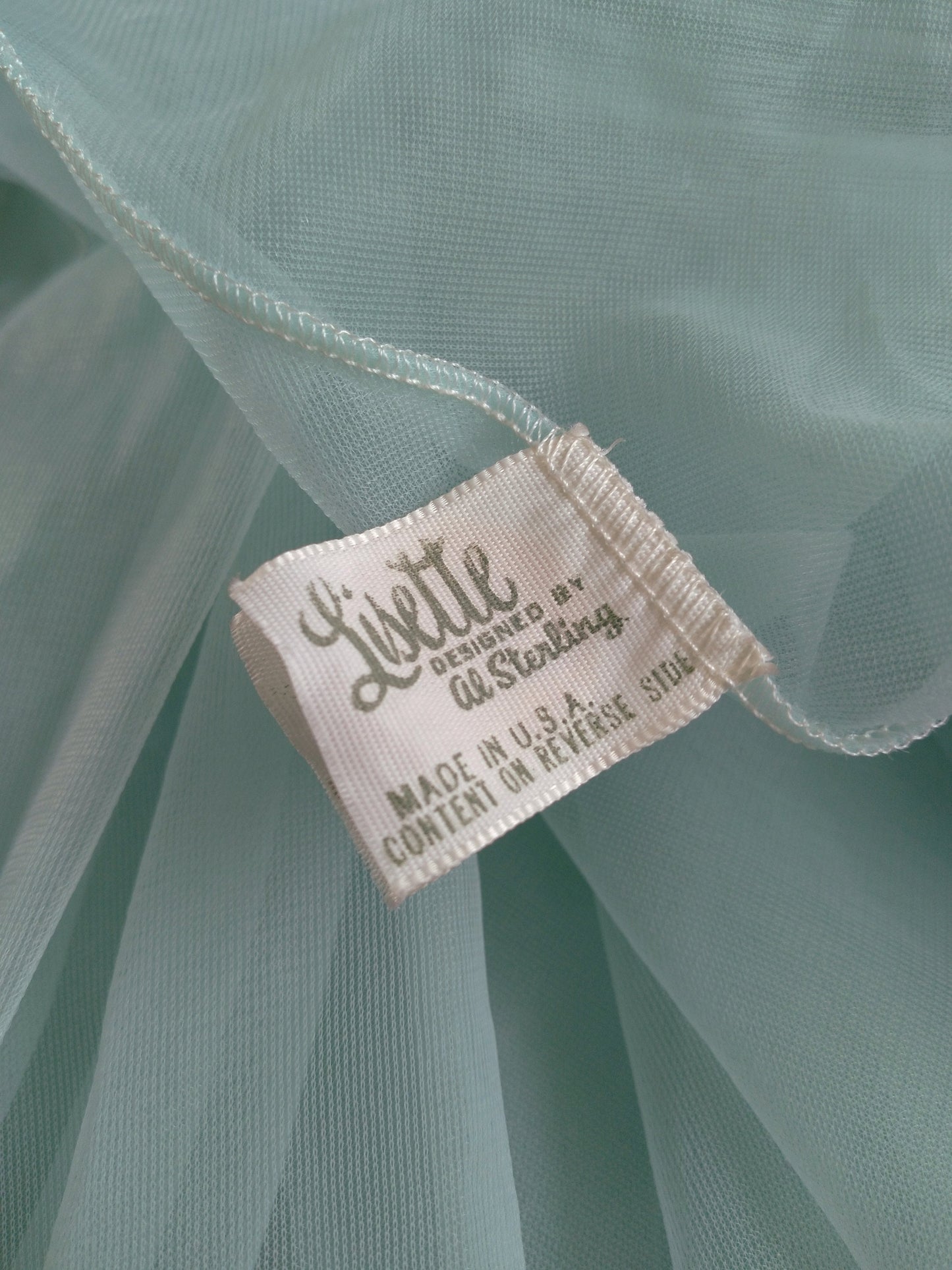 1960s Vintage Lisette Seafoam Blue Sheer Peignoir