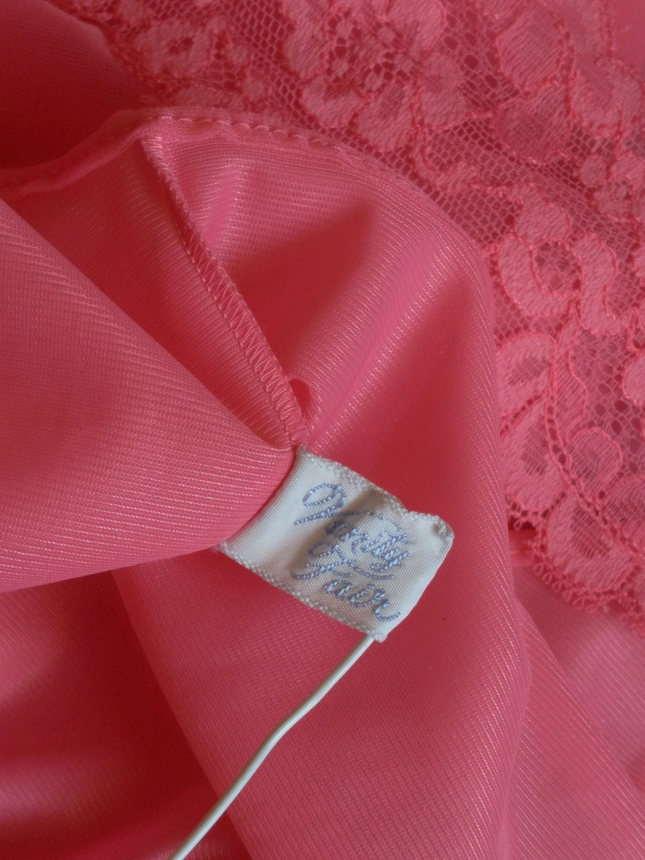 1950s Vintage Vanity Fair Hot Pink Chiffon Nightgown