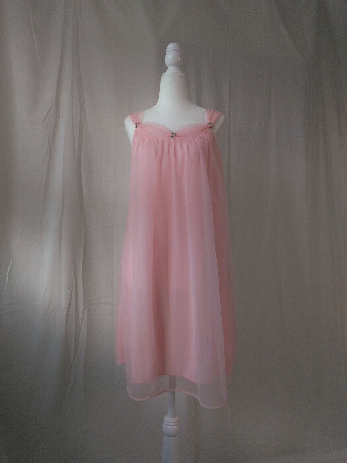 1950s Vintage Pastel Pink Chiffon Nightgown