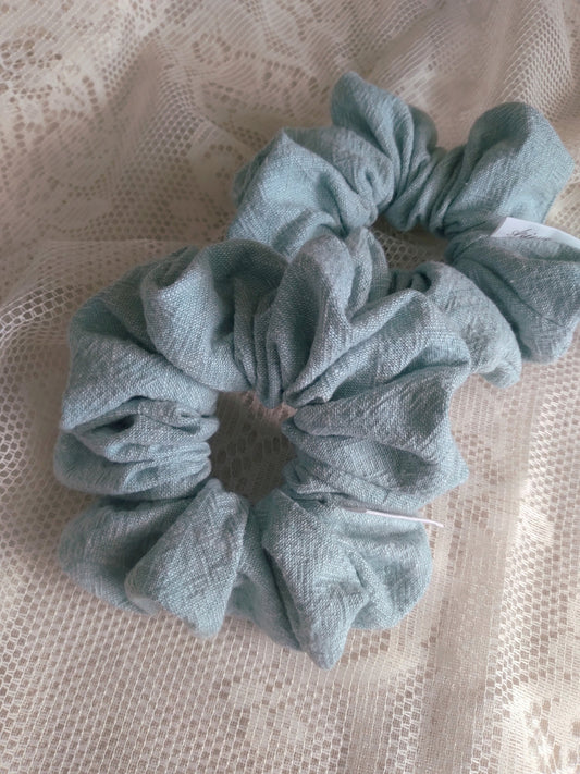 Textured Sky Blue Cotton Scrunchie