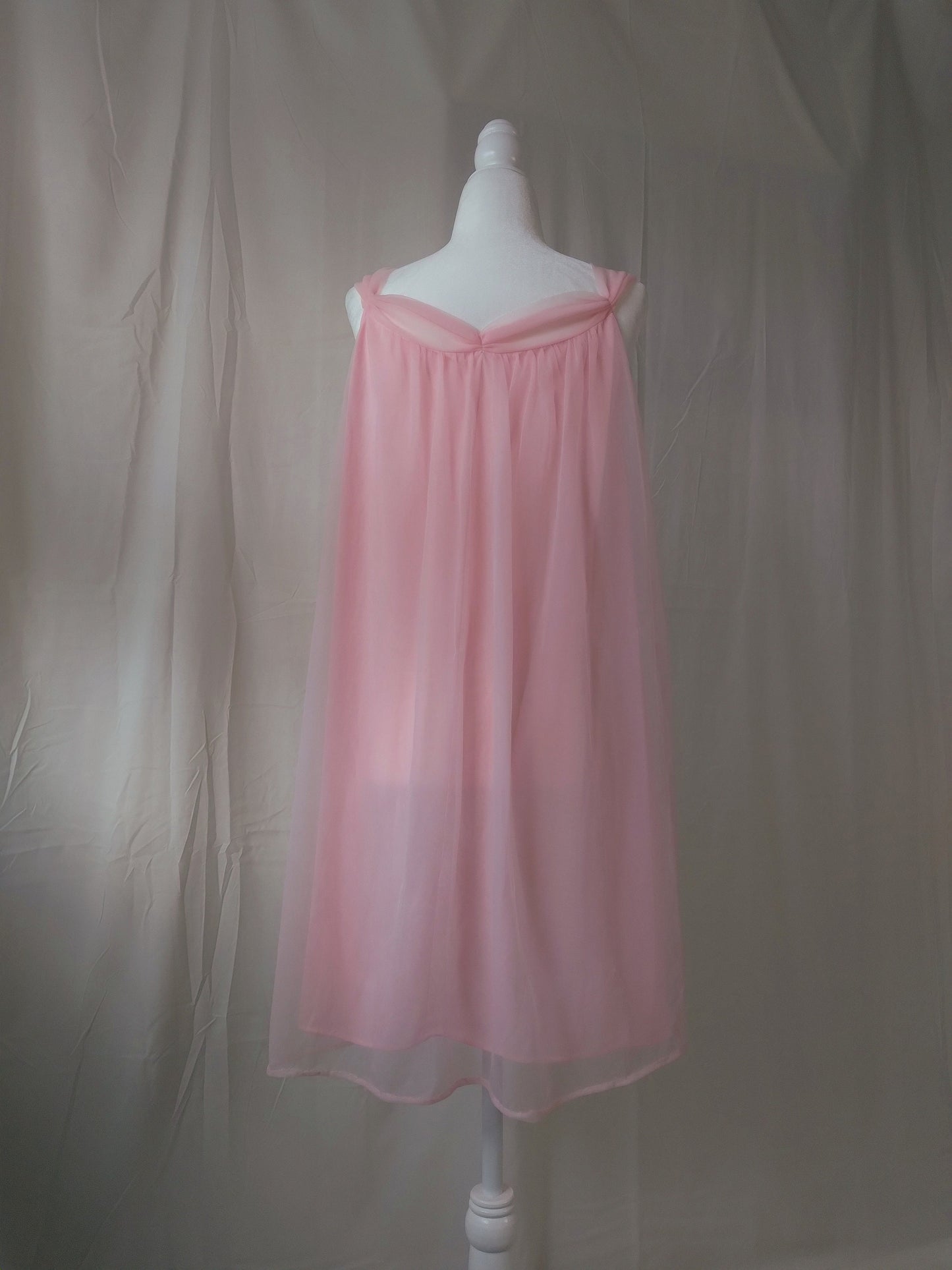 1950s Vintage Pastel Pink Chiffon Nightgown