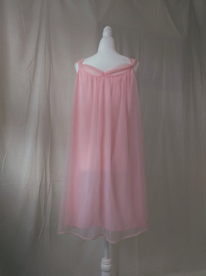 1950s Vintage Pastel Pink Chiffon Nightgown